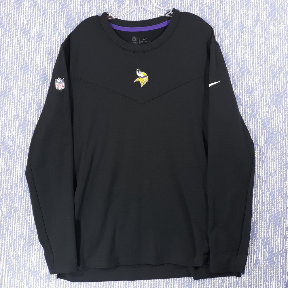 Nike Minnesota Vikings Sweatshirt Football NFL Mens Large Black On Field Dri-Fit